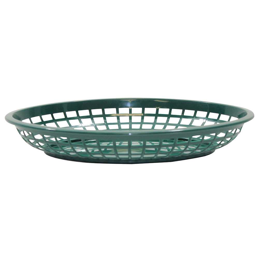 Tablecraft 1084FG Jumbo Basket - 11 3/4" x 9" x 1 3/4", Polypropylene, Oval, Forest Green
