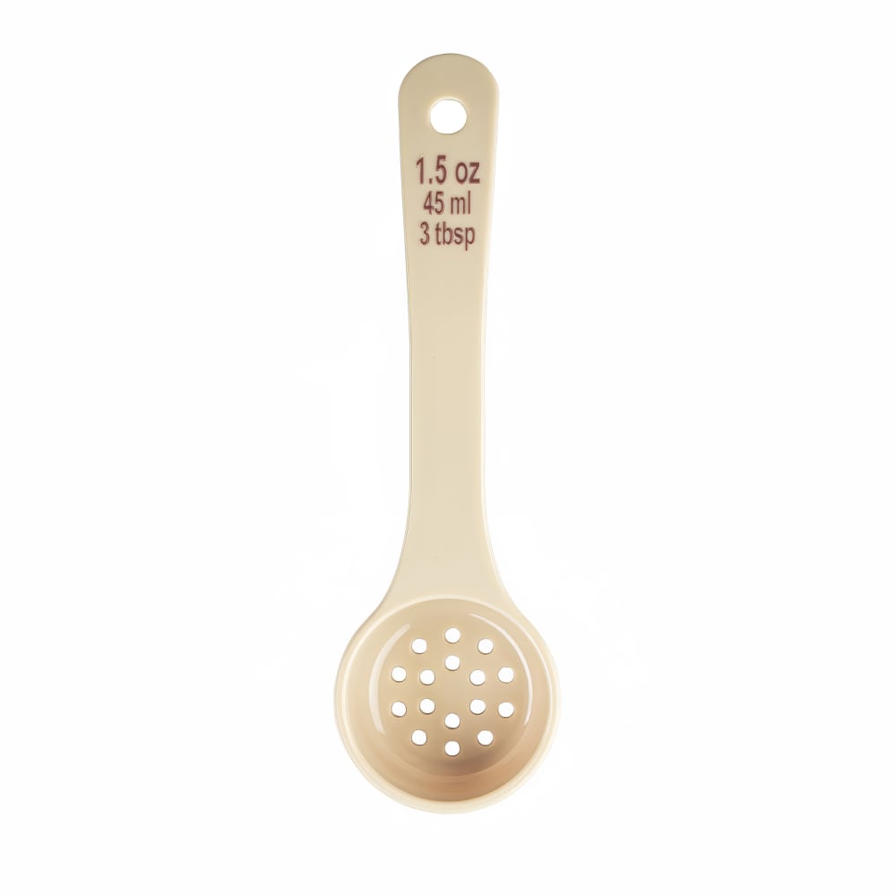 Tablecraft 11167 1 1/2 oz Perforated Portion Spoon w/ Short Handle - Polycarbonate, Beige
