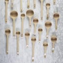 Tablecraft 11167 1 1/2 oz Perforated Portion Spoon w/ Short Handle - Polycarbonate, Beige thumbnail 4