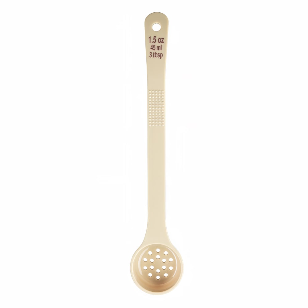 Tablecraft 11169 1 1/2 oz Perforated Portion Spoon w/ Long Handle - Polycarbonate, Beige