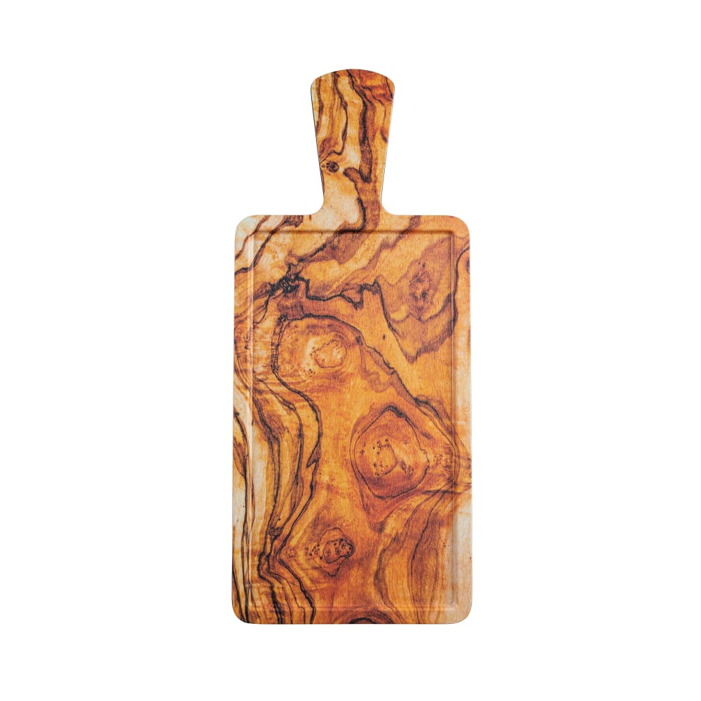 Tablecraft 11182 Rectangular Serving Paddle - 12" x 7", Melamine, Olive Wood