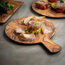 Tablecraft 11183 10" Round Serving Paddle - Melamine, Olive Wood thumbnail 5