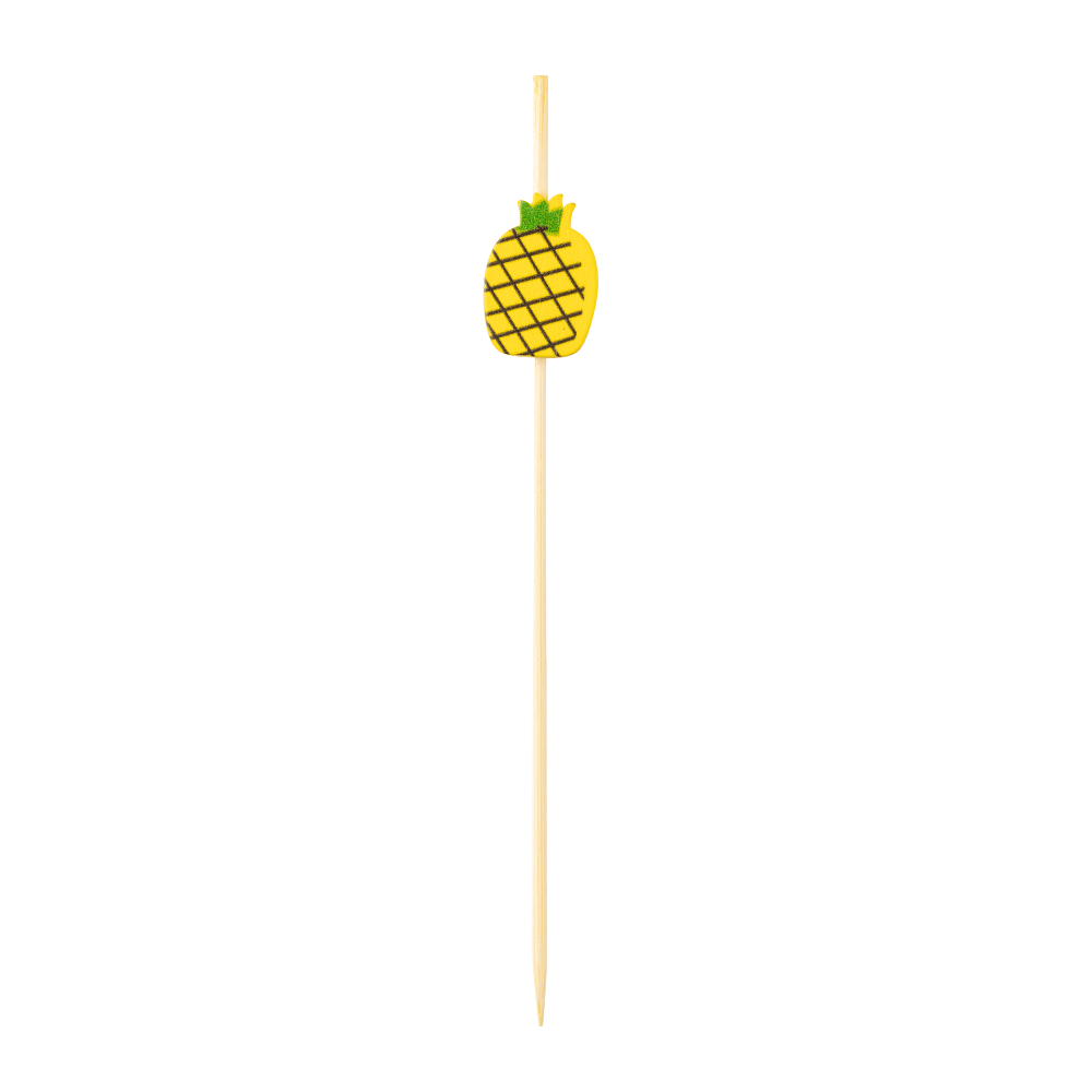 Tablecraft 11201 4 1/2" Bamboo Pineapple Pick, Yellow