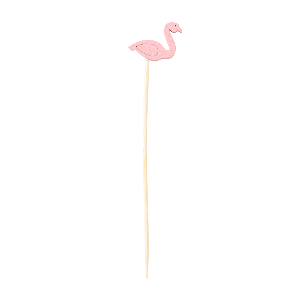 Tablecraft 11202 4 1/2" Bamboo Flamingo Pick, Pink