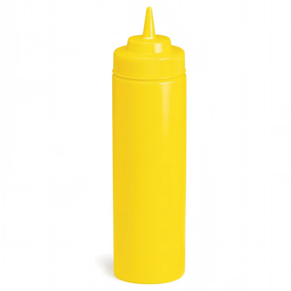 Tablecraft 11253M 12 oz Wide Mouth Squeeze Dispenser, Mustard, Standard Cone Tip