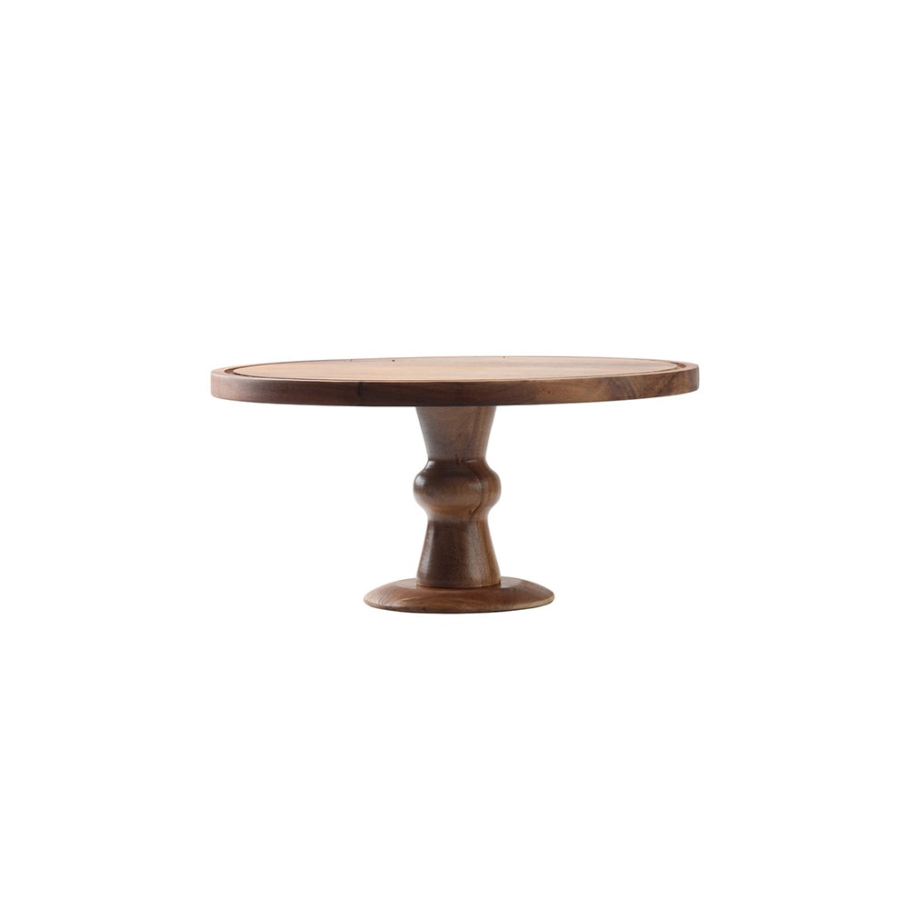 Tablecraft 11441 12 1/2" Round Cake Stand - 6"H, Acacia Wood