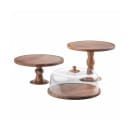 Tablecraft 11441 12 1/2" Round Cake Stand - 6"H, Acacia Wood thumbnail 4