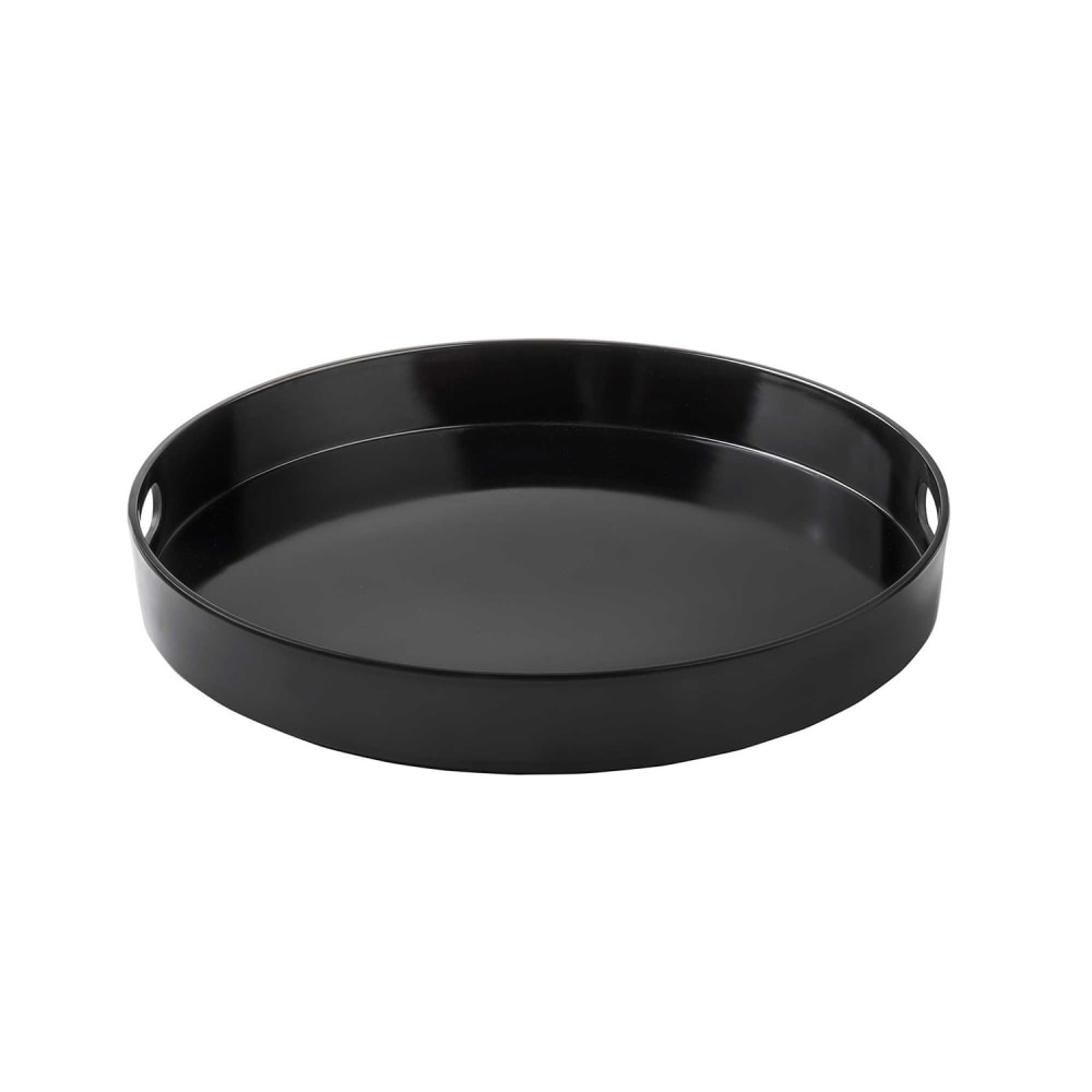 Tablecraft 11492 15" Round Serving Tray - Melamine, Black