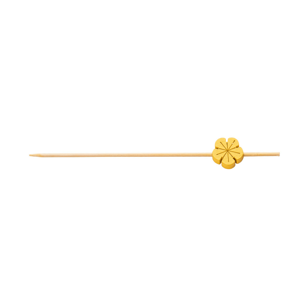 Tablecraft 11761 4 1/2" Bamboo Flowers Pick, Yellow