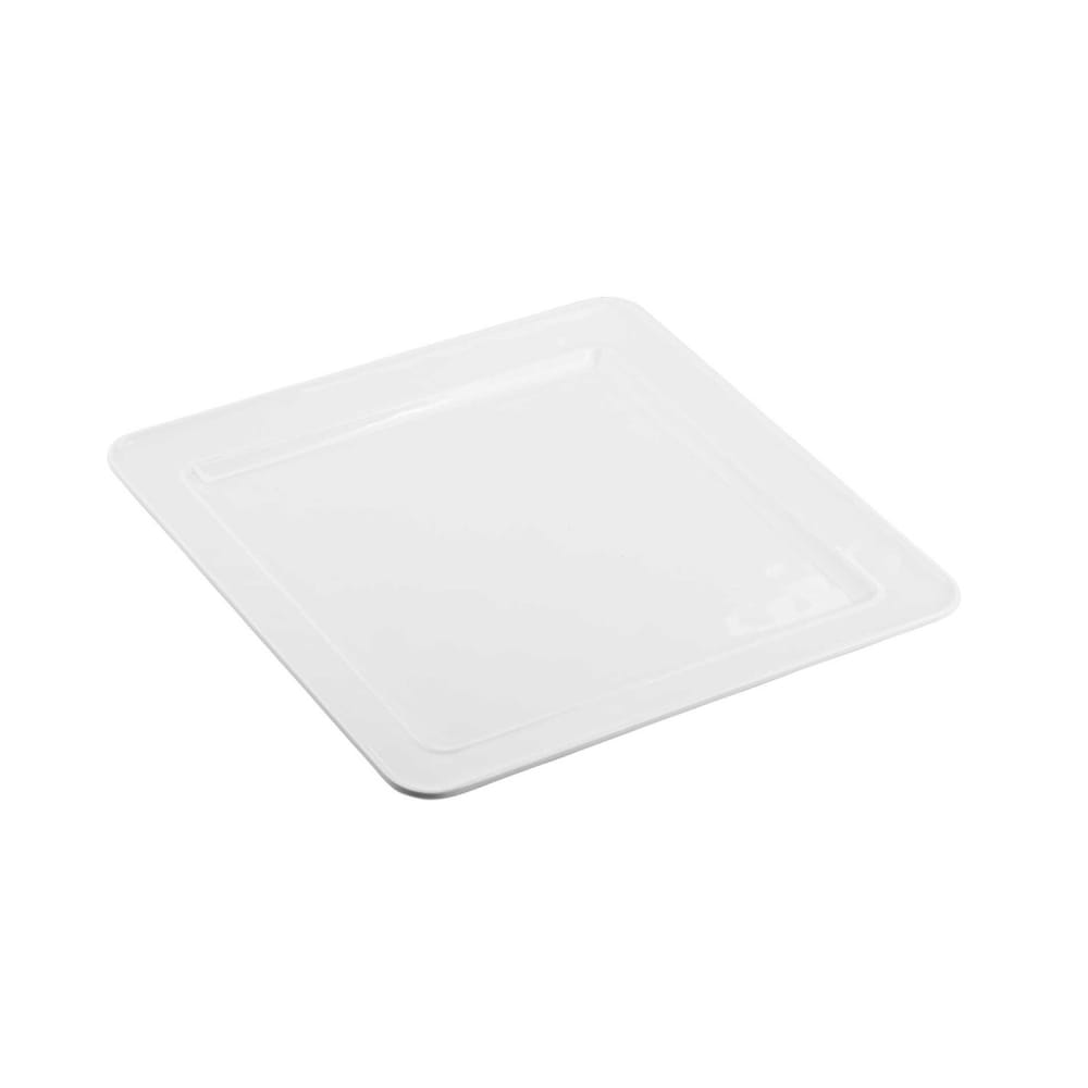 Tablecraft 11775 14" Square Ridge Collection™ Platter - Melamine, White