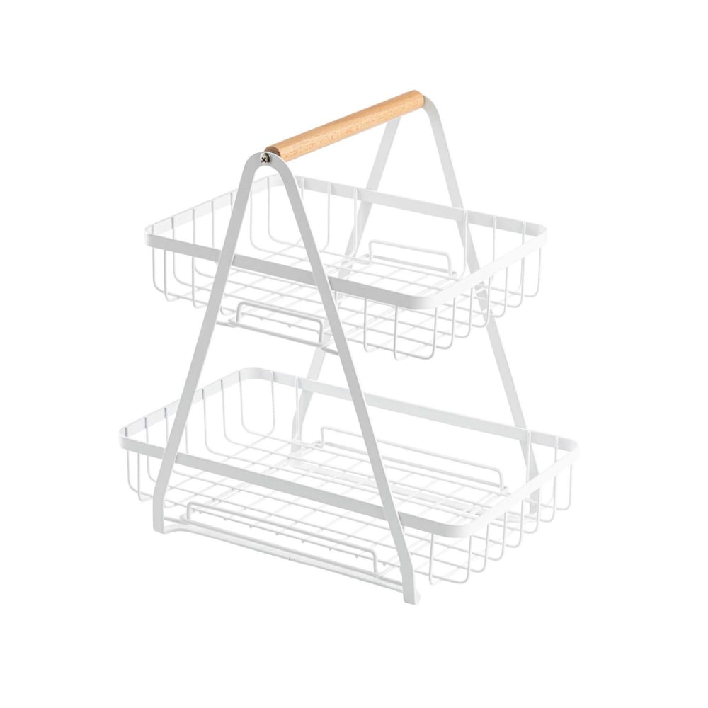 Tablecraft 11784 2 Tier Display Basket - 11 7/8" x 9 1/8", Steel, White