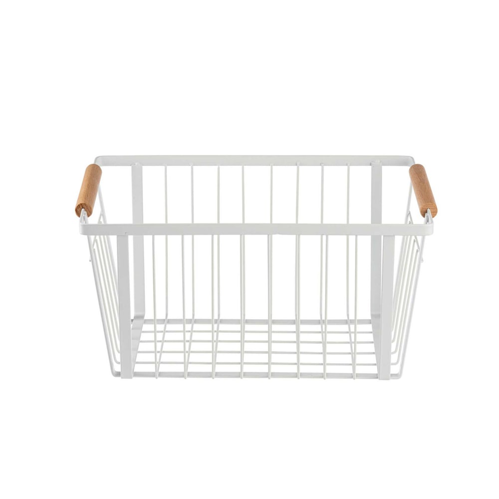Tablecraft 11785 Rectangular Storage Basket - 12" x 8", Steel, White