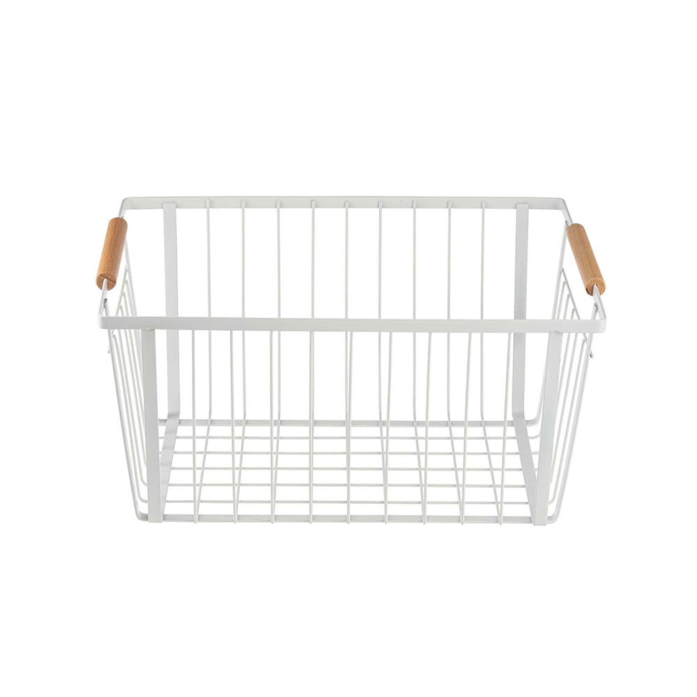 Tablecraft 11787 Rectangular Storage Basket - 14 1/2" x 10 1/4", Steel, White