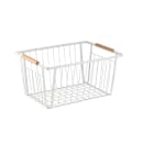 Tablecraft 11787 Rectangular Storage Basket - 14 1/2" x 10 1/4", Steel, White thumbnail 2