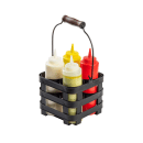 Tablecraft 11846 (4) Compartment Squeeze Bottle Holder - Steel, Black thumbnail 5