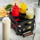 Tablecraft 11846 (4) Compartment Squeeze Bottle Holder - Steel, Black thumbnail 8