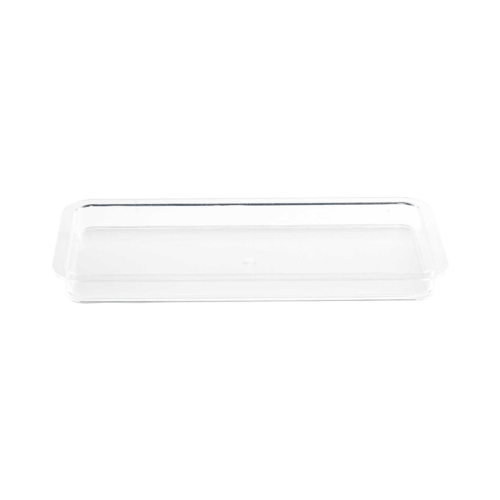 Tablecraft 11886 14 3/4" x 7 1/4" Rectangular Cake Plate - SAN Plastic, Clear