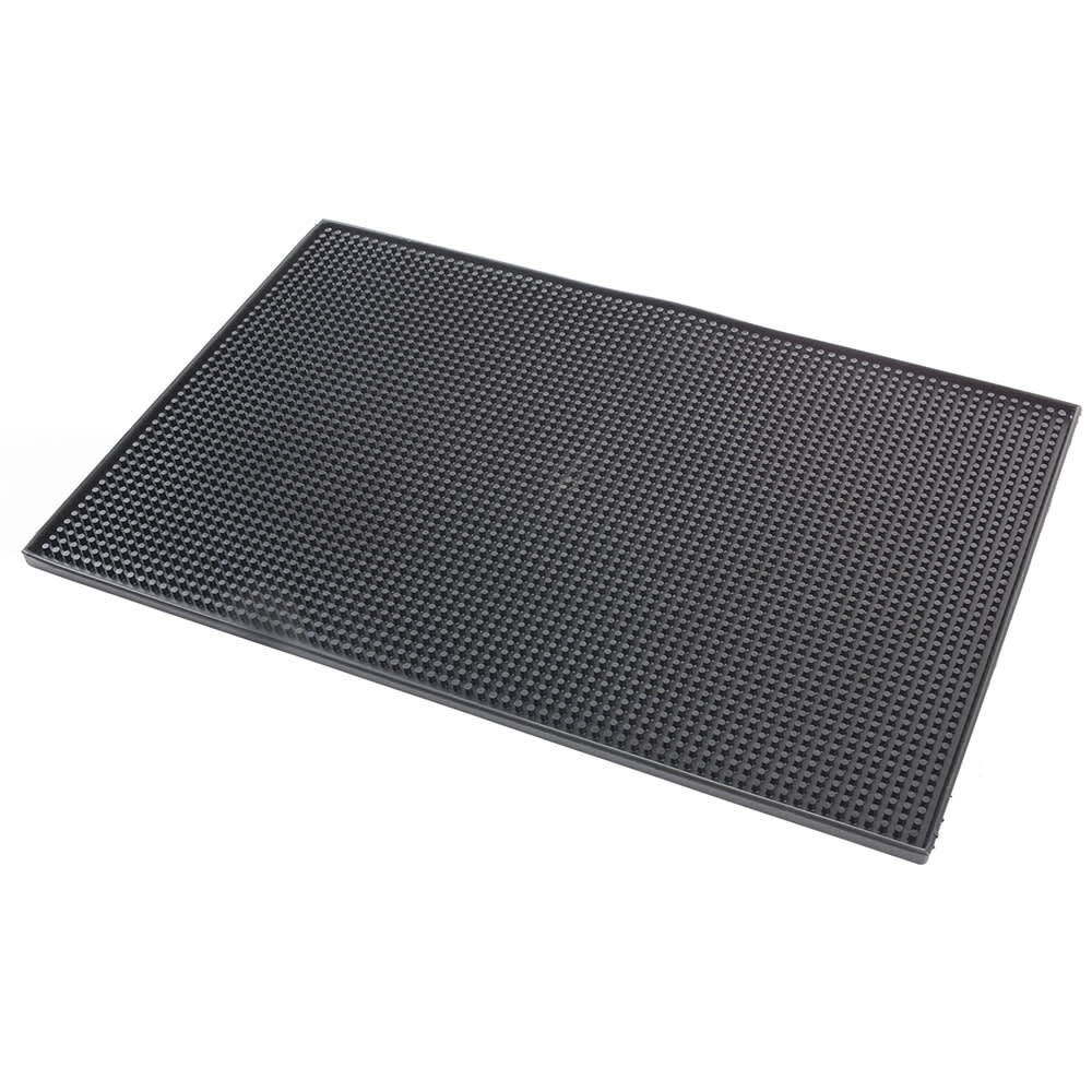 Tablecraft 1218BK Rectangular Bar Mat - 18" x 12", Rubber, Black