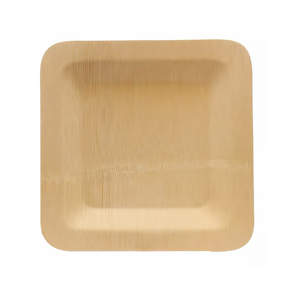 Tablecraft 123456 5" Square Disposable Plate, Bamboo