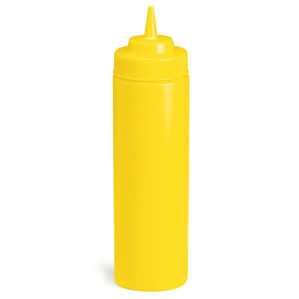 Tablecraft 12463M Wide Mouth Squeeze Dispenser, 24 oz, Polyethylene, Yellow Cap