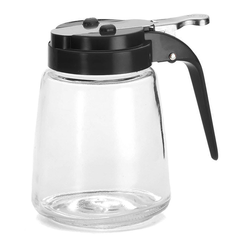 Tablecraft 1371BK 12 oz Cylindrical Dripcut Server - Glass, Black ABS Top