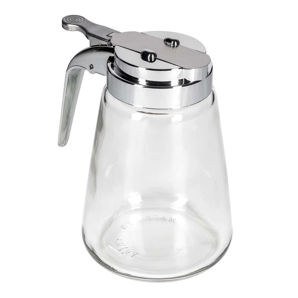 Tablecraft 1371CP 12 oz Cylindrical Dripcut Server - Glass, Chrome ABS Top