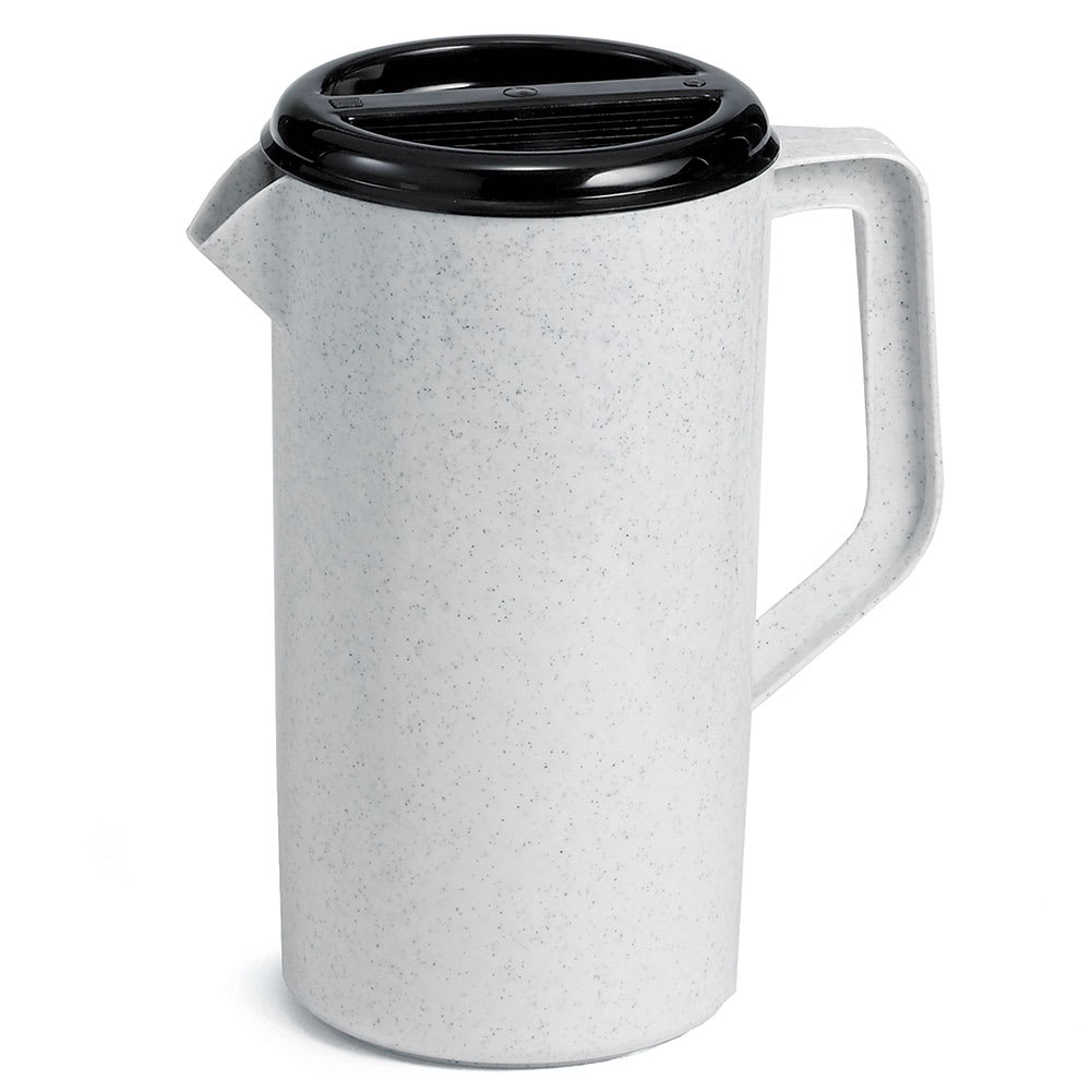 Tablecraft 144GRT 80 oz Plastic Pitcher w/ Black Lid, Granite