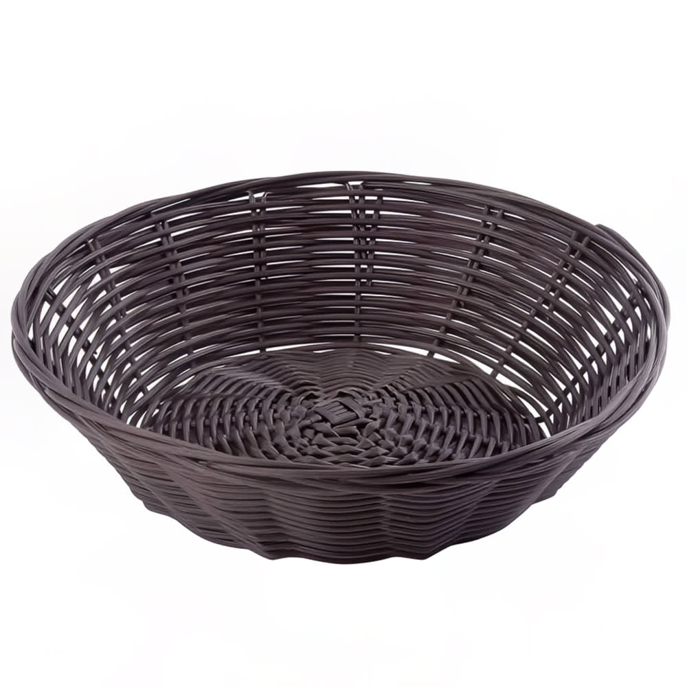 Tablecraft 1475 8 1/2" Round Serving Basket, Polypropylene, Brown