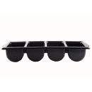 Tablecraft 1524B 4 Compartment Cutlery Bin - Plastic, Black thumbnail 3