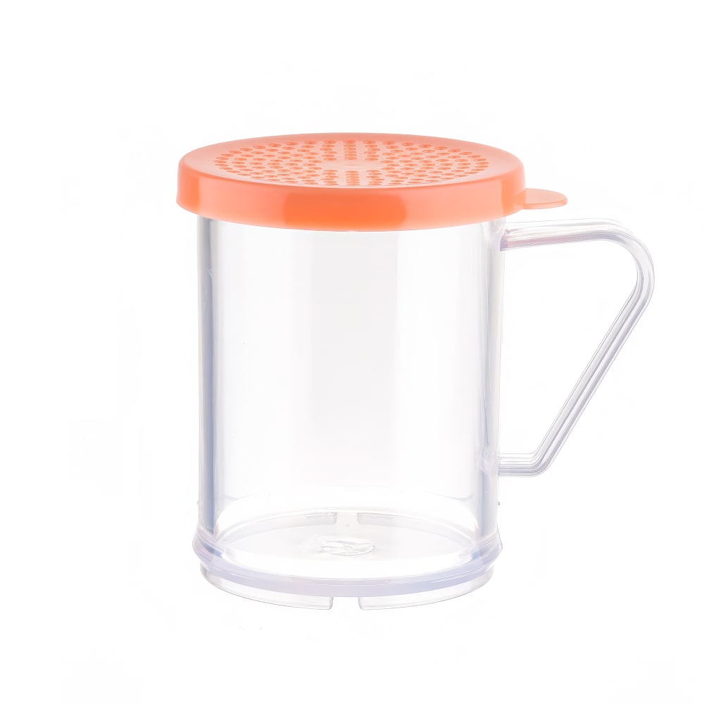 Tablecraft 166C 10 oz Shaker/Dredge w/ Handle & Rose Lid for Medium Ground, Polycarbonate