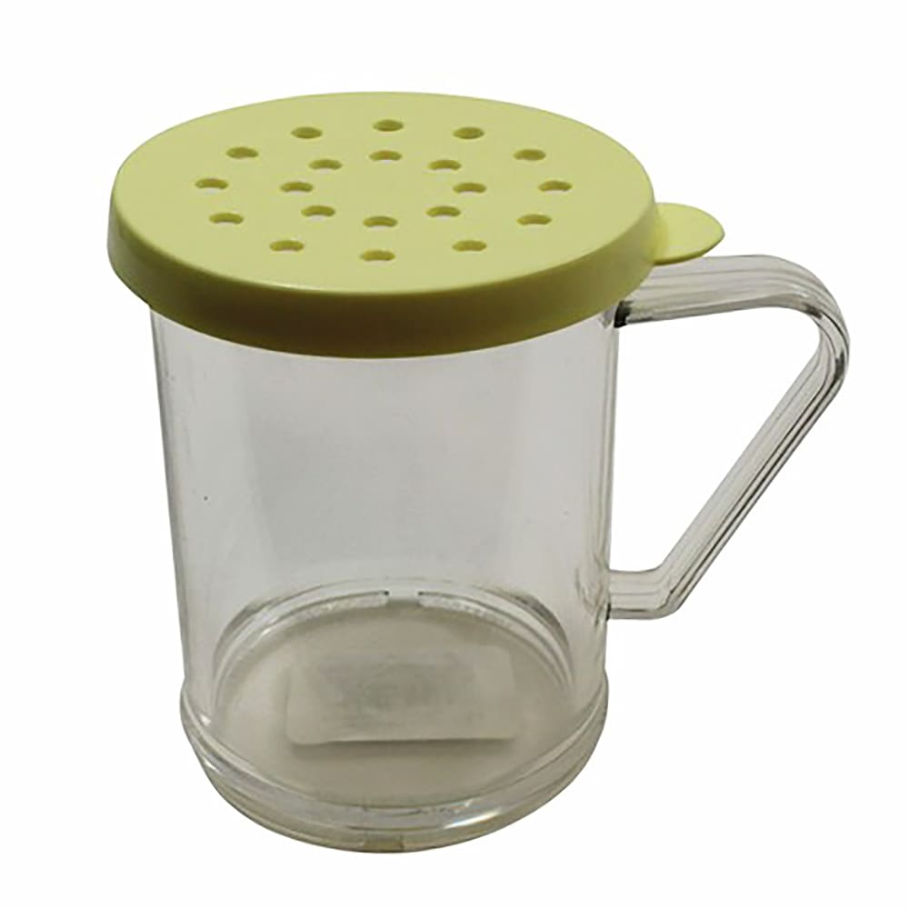 Tablecraft 166D 10 oz Shaker/Dredge w/ Handle & Yellow Lid For Cheese, Polycarbonate