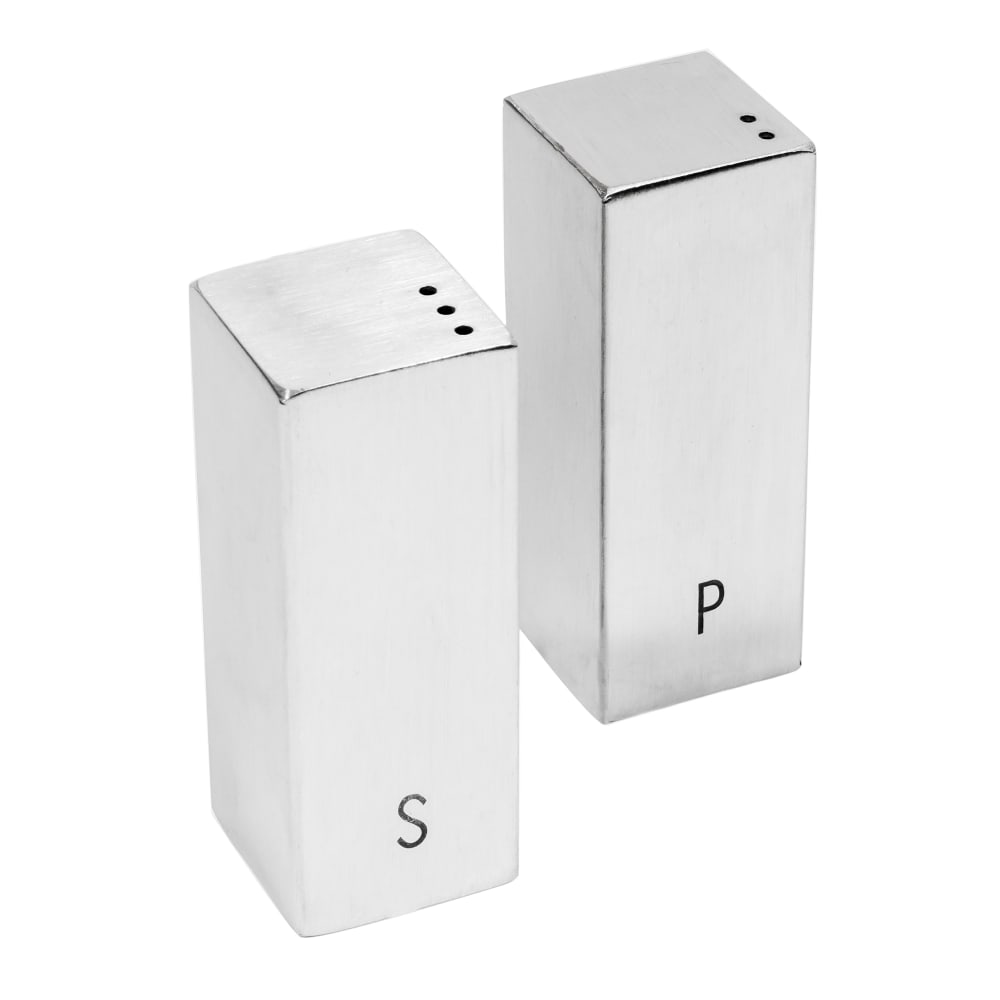 Tablecraft 167 1 1/2 oz Salt & Pepper Shaker Set - Stainless Steel, 3"H