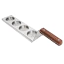 Tablecraft 20002 4 Well Spatula Style Flight Board w/ Brown Handle - 16" x 3 1/2", Stainless Steel thumbnail 2