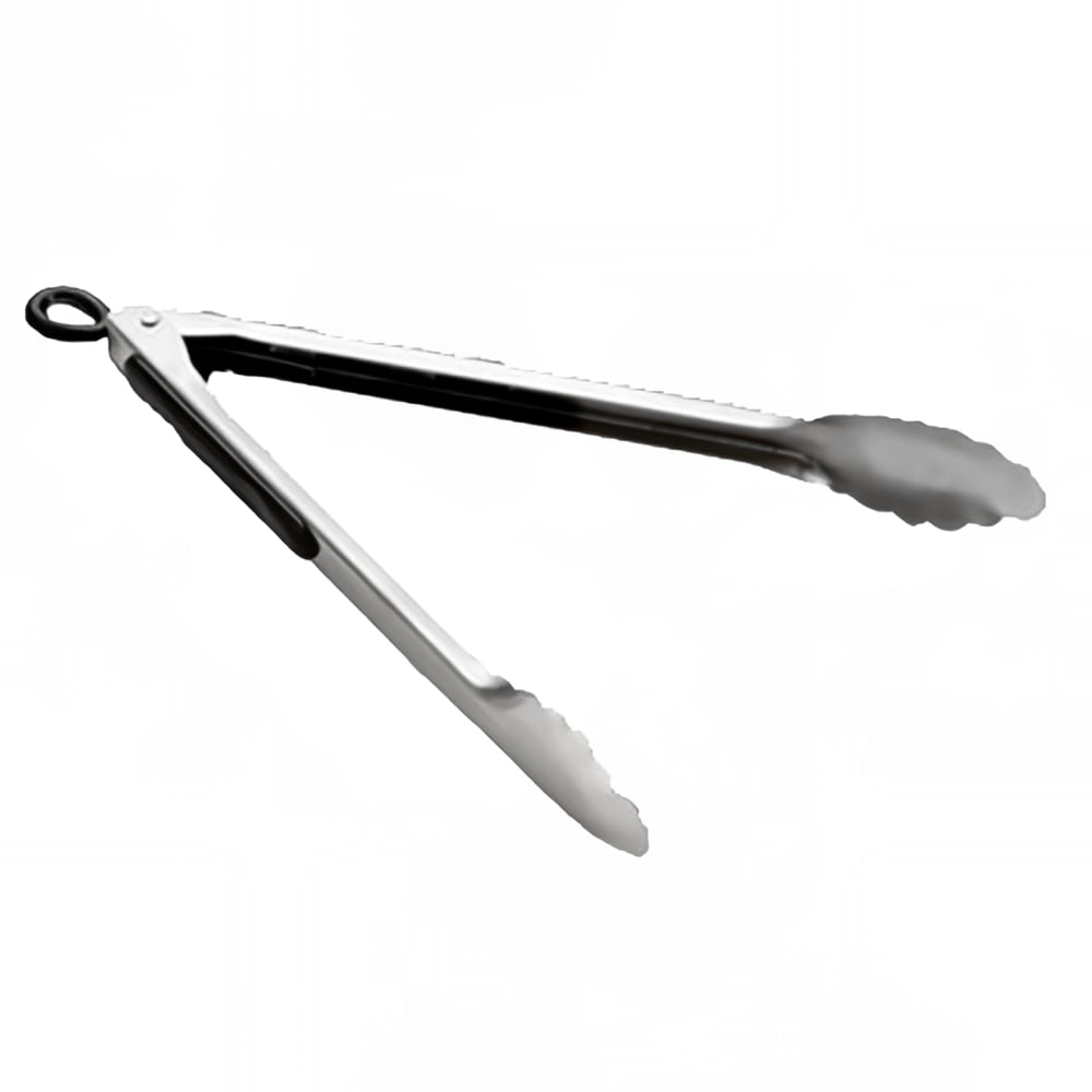 Tablecraft 2012 12"L Locking Stainless Tongs, Black