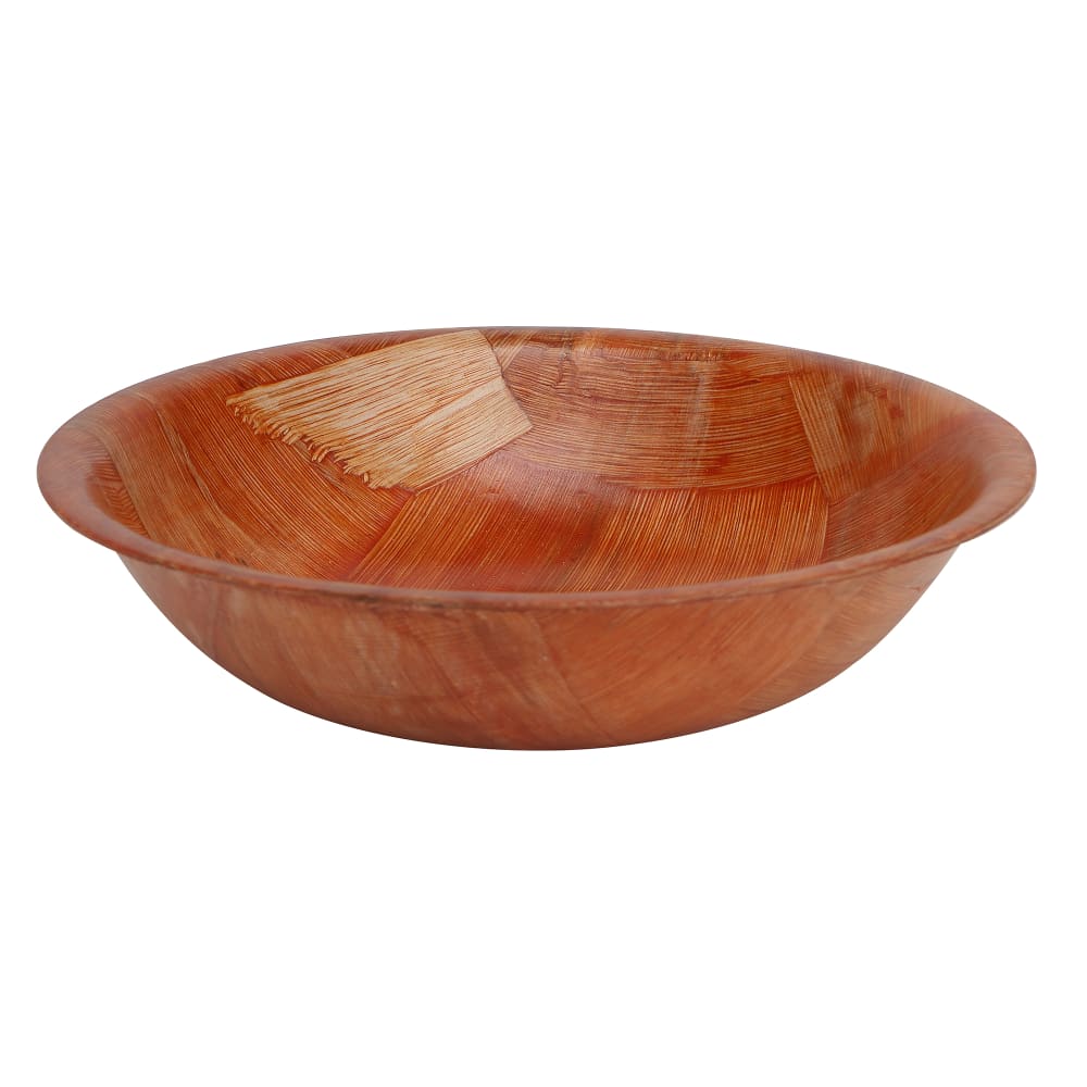 Tablecraft 205 5 1/2" Woven Wood Salad Bowl, Mahogany, Round Bottom, 4 Ply