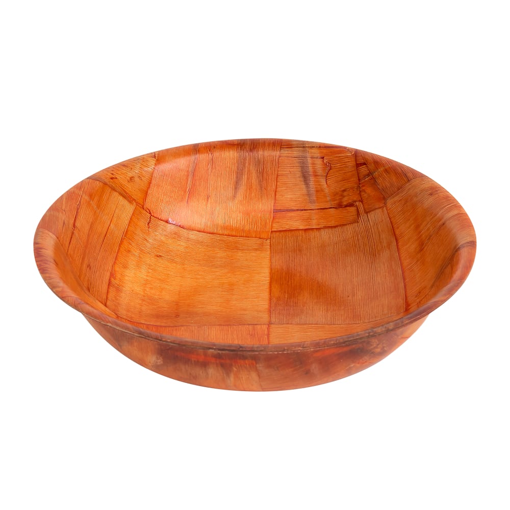 Tablecraft 207 7" Woven Wood Salad Bowl, Mahogany, Round Bottom, 4 Ply