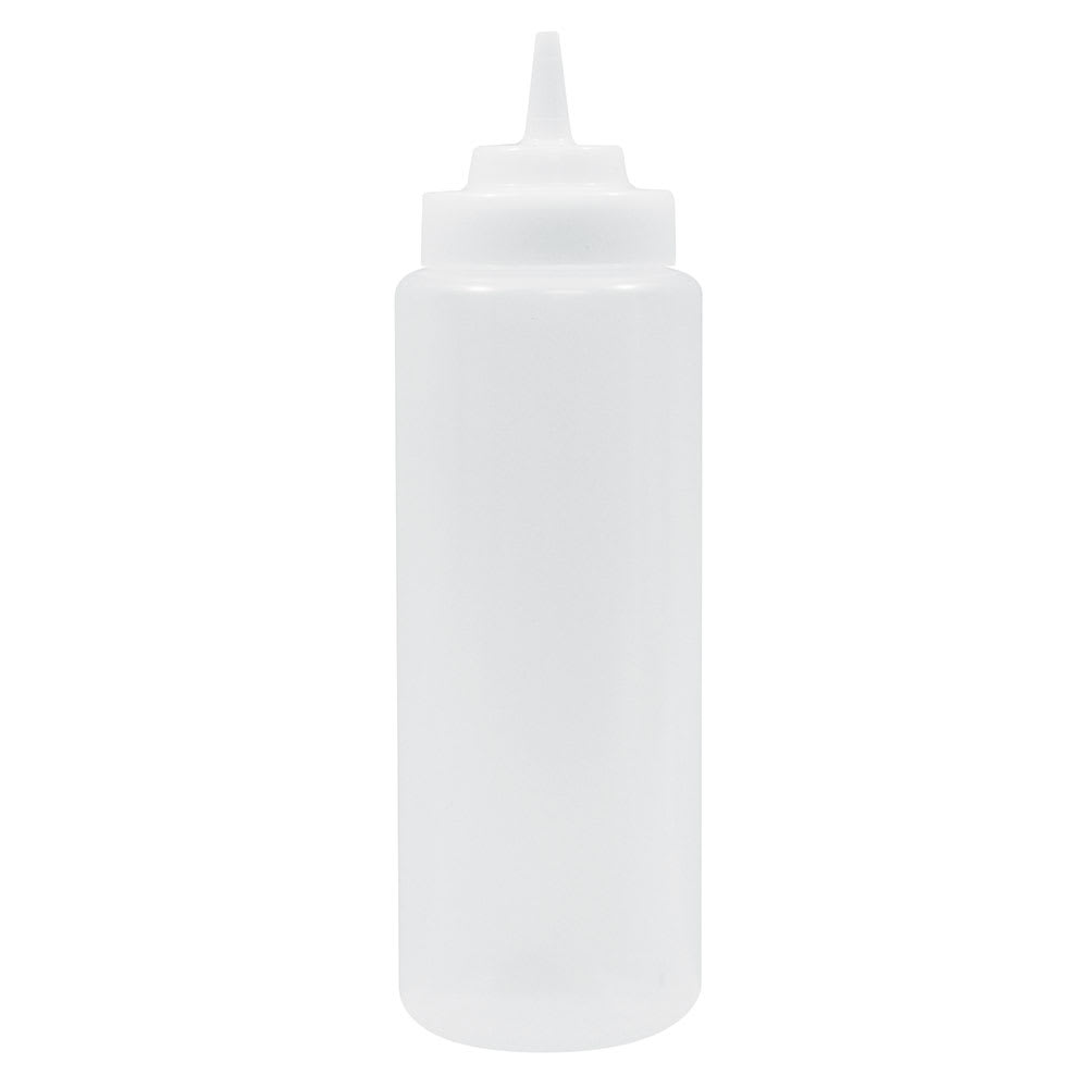 Tablecraft 23363C 32 oz Squeeze Dispenser, Soft Polyethylene, Natural, Wide Cone Tip