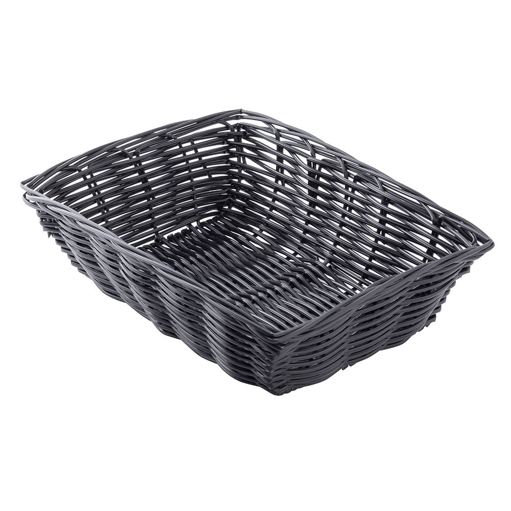 Tablecraft 2472 Handwoven Basket 9 x 6 x 2 1/2" Polypropylene Cord, Rectangular , Black