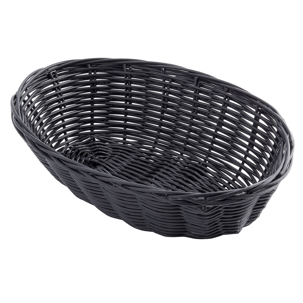Tablecraft 2474 Handwoven Basket, 9 x 6 x 2 1/2", Polypropylene Cord, Black