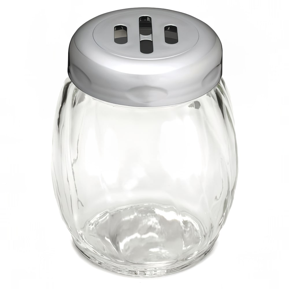 Tablecraft 260SL-1 6 oz Swirl Glass Cheese Shaker w/ Slotted Top, Chrome
