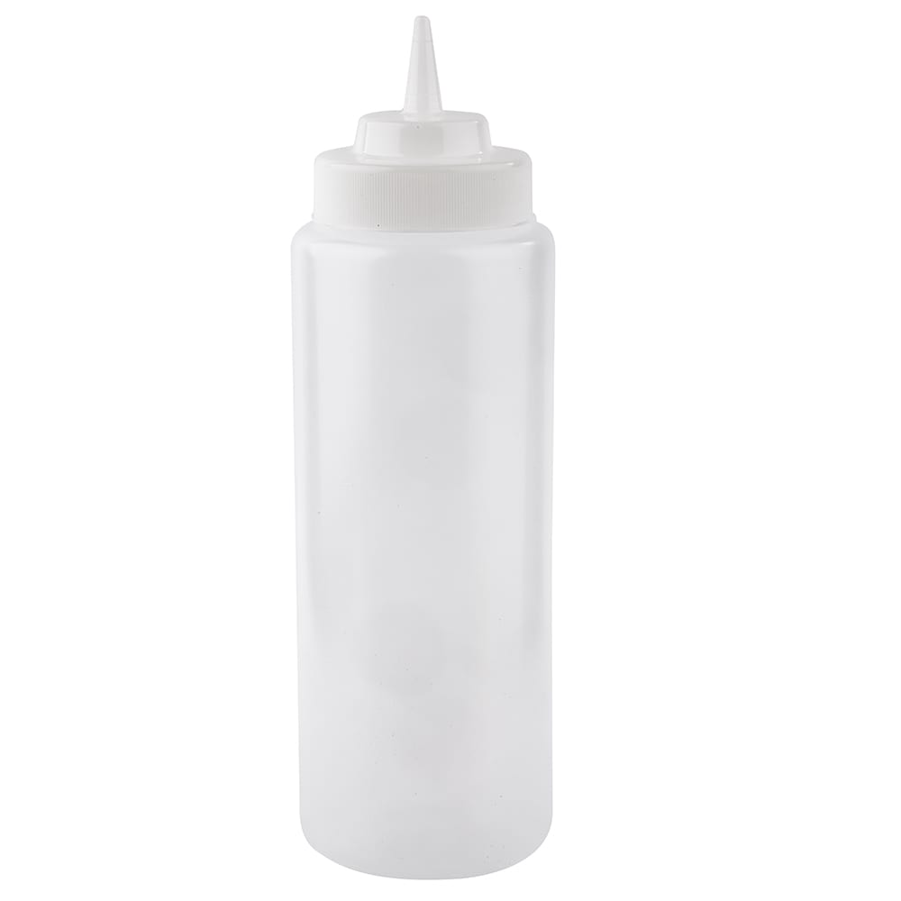 Tablecraft 3263C 32 oz Squeeze Bottle w/ Natural Cone Tip, Polyethylene, Clear