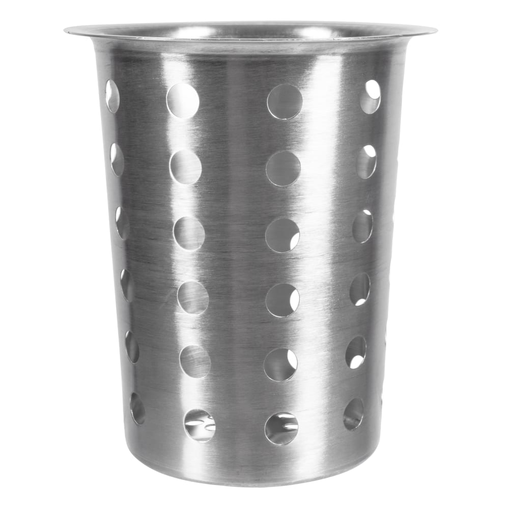Tablecraft 34 Stainless Steel Flatware Cylinder, 4 1/2 x 4 1/2 x 5 1/2"