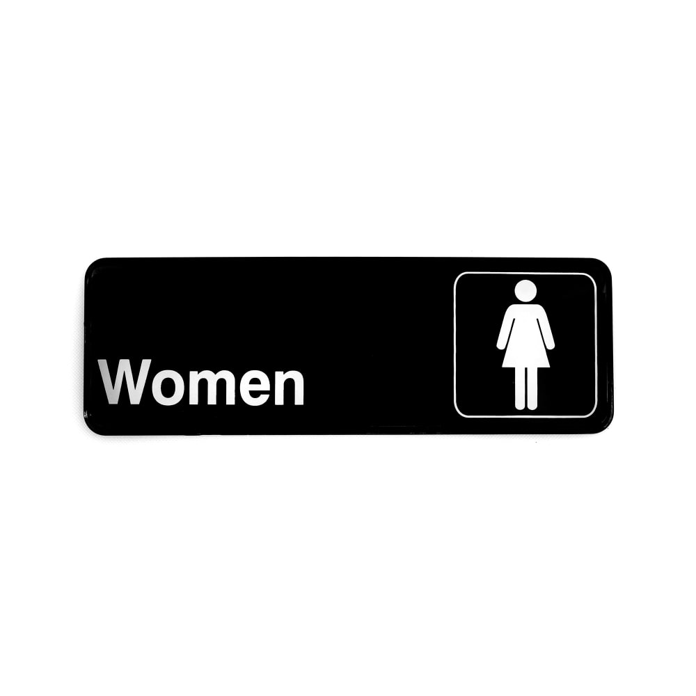 Tablecraft 394516 Women Sign w/ Symbol - 3" x 9", Black