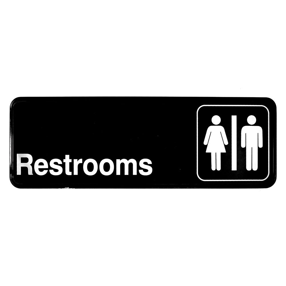 Tablecraft 394517 3" x 9" Sign, Restrooms, Adhesive Back