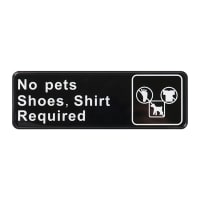 Tablecraft 394523 3 x 9" Sign, No Pets/Shoes, Shirt Required, Adhesive Back thumbnail 2