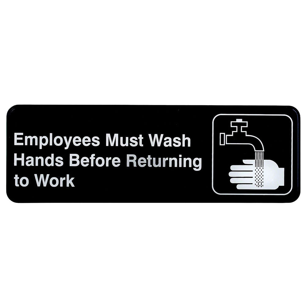 Tablecraft 394530 3 x 9" Sign, Employees Must Wash Hands Before Returning To Work