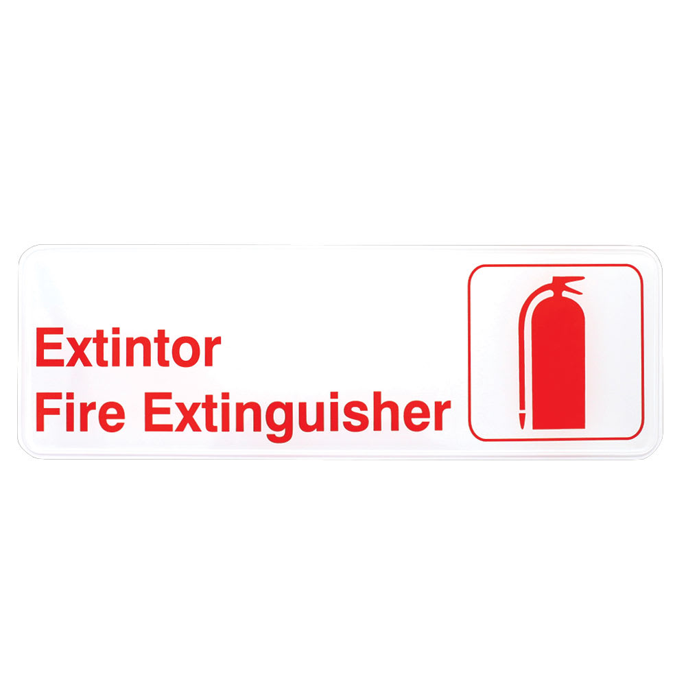 Tablecraft 394582 Extintor/Fire Extinguisher Sign - 3" x 9", Red On White