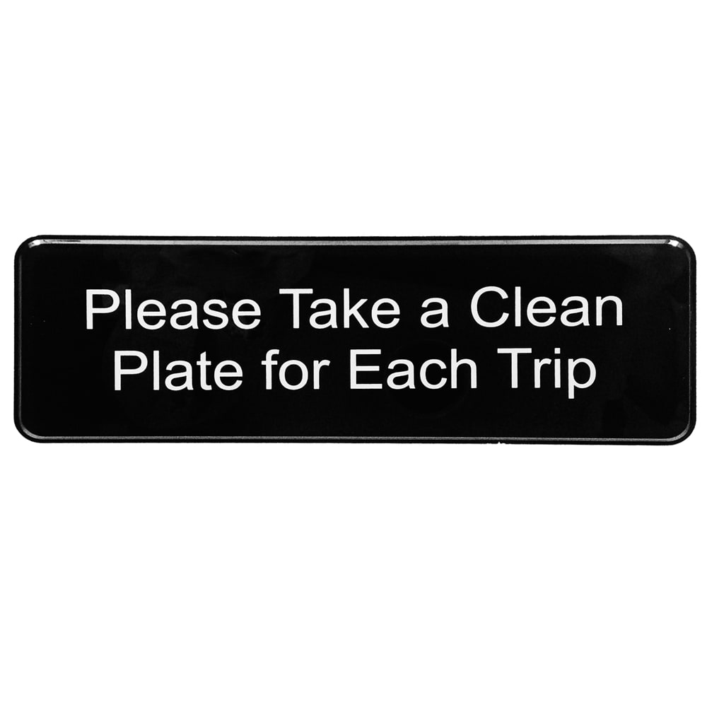 Tablecraft 394596 "Please Take A Clean Plate" Sign - 9" x 3", Plastic, Black