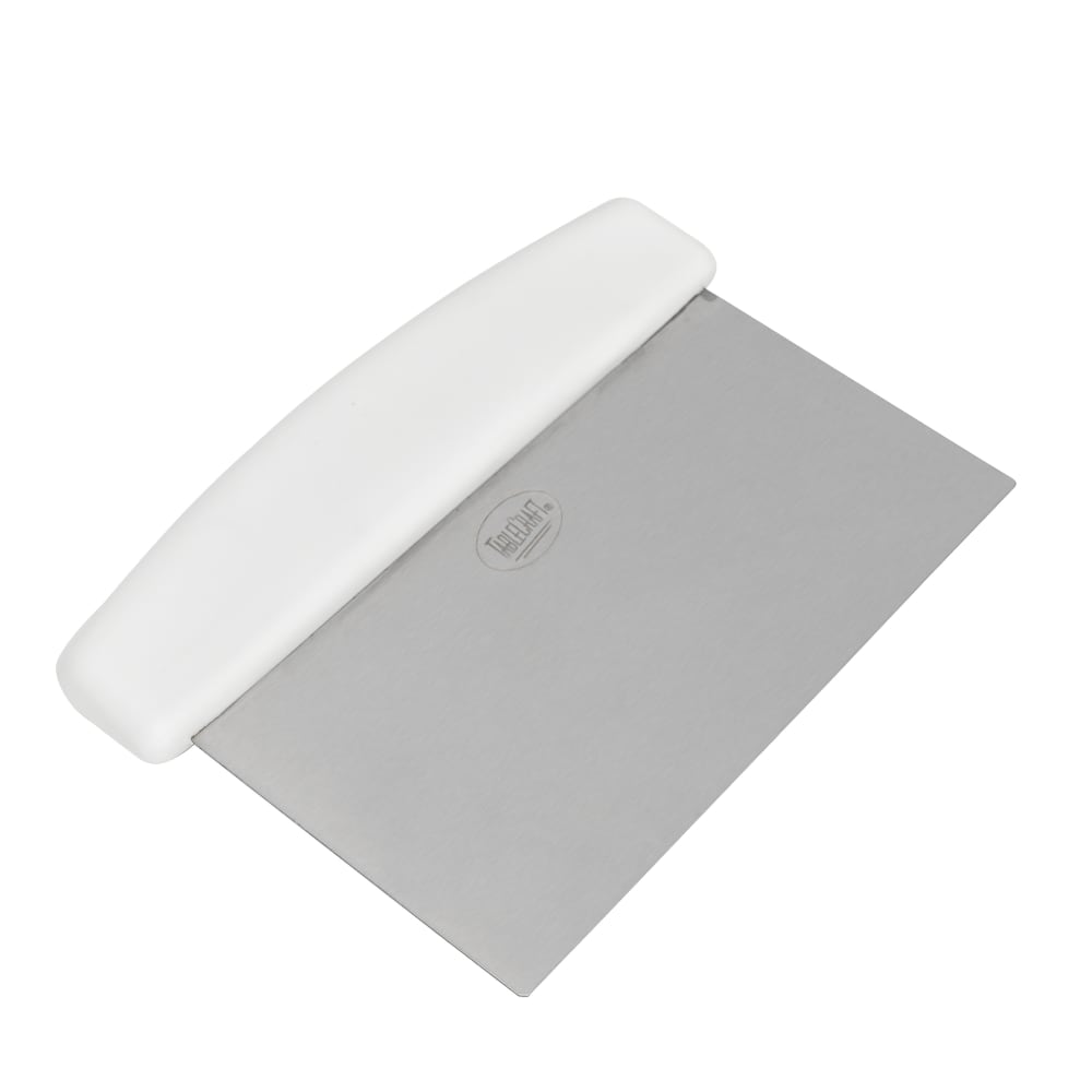 Tablecraft 4103W Dough Cutter/Scraper w/ White Plastic Handle - 6" x 3", Stainless Steel
