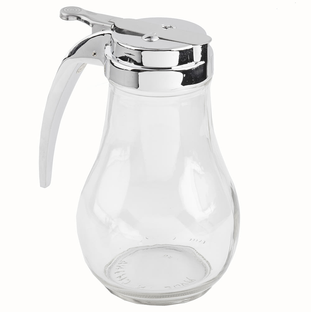 Tablecraft 414 14 oz Teardrop Dripcut Server - Glass, Chrome Top